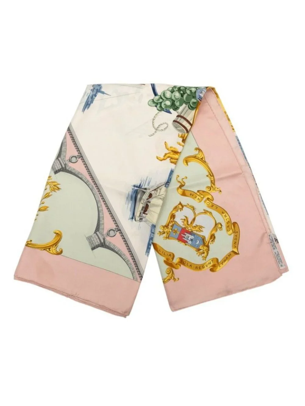 Hermes Carre 90 Bordeaux Porte Oceane City Entrance Scarf Pink Multicolor Silk - Picture 2 of 8